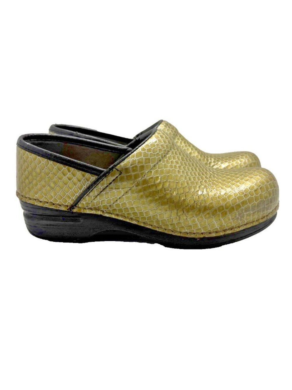 Dansko XP Gold Snakeskin Pattern Leather Comfort Shoes Womens Sz EU 37 US 6.5-7